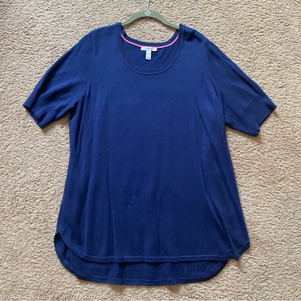 Isaac Mizrahi short sleeve blue sweater size XL